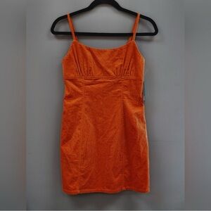 Wild Fable NWT Orange/Rust Spaghetti Strap Mini Corduroy Dress Small